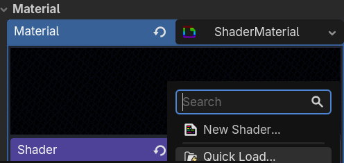 Shader Material panel
